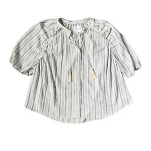 The Shirt Rochelle Behrens White Striped Tassel Top Size Small